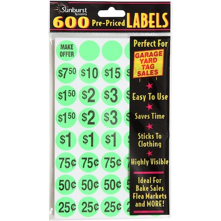 Sunburst Systems Labels Green 600 Count, PK600 7020